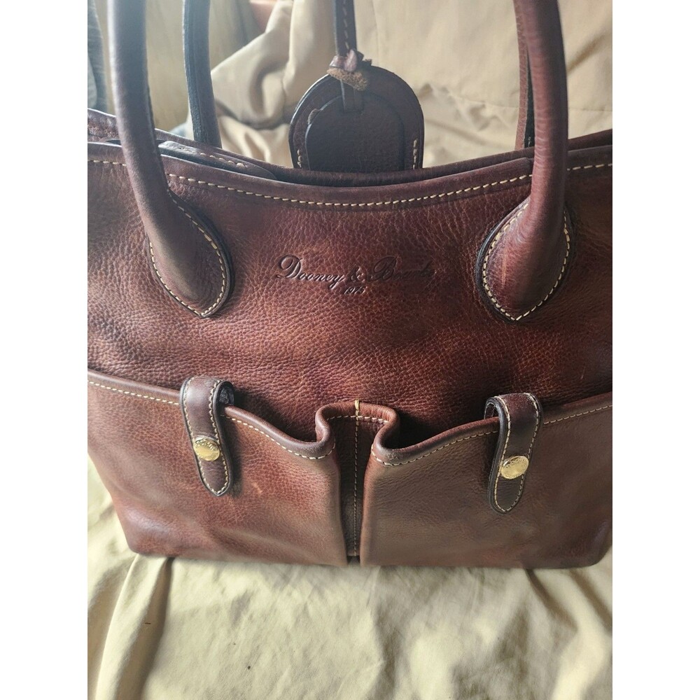 Dooney & Bourke Florentine Vacchetta Leather Double Pocket Satchel Brown - Picture 5 of 16